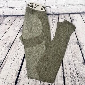 Gymshark Seamless Olive Green Flex‎ Leggings Workout Fitness Activewear - Size S